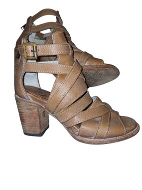 Freebird by Steven Tan Leather Strappy Block Heel Sandals